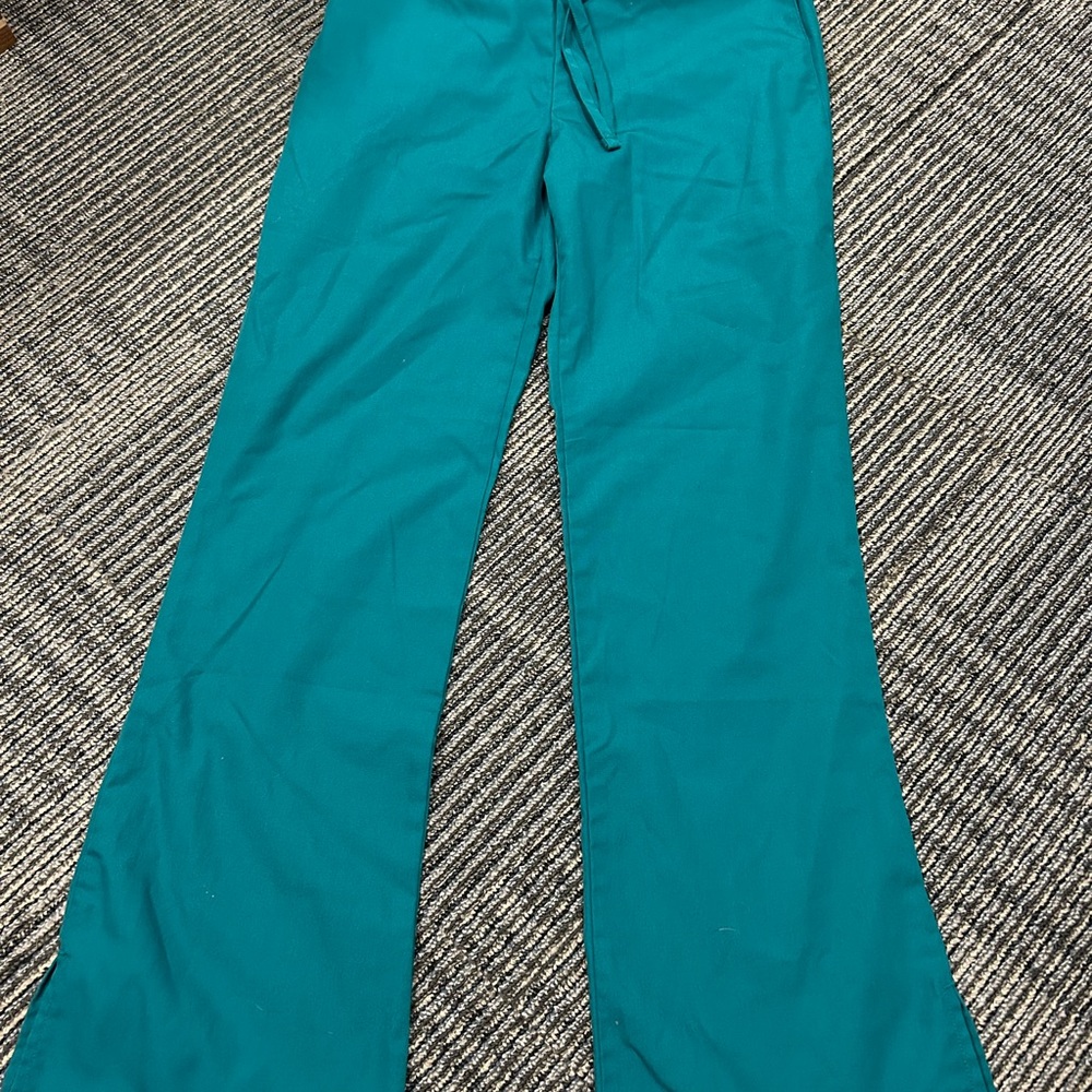 Teal Wide-Leg Scrub Pants